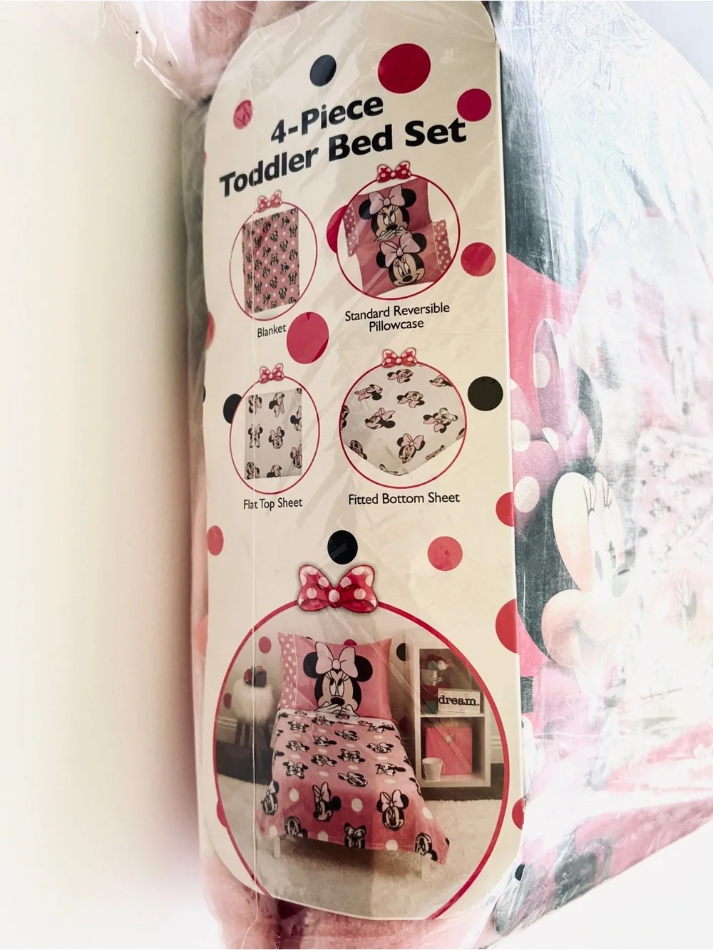 Minnie Mouse Toddler Bedding Set 4 Piece Sheets Blanket Disney Junior NWOT